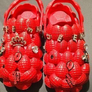 Red Adult  Shoes with Decorative Charms Some are  Missing Charms From Shoes